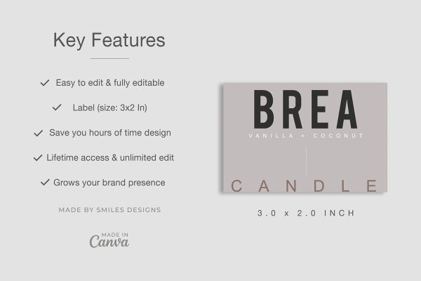 Brea Candle Label_key features