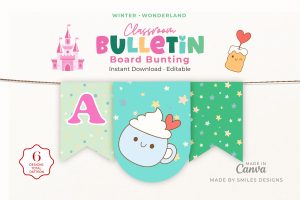 Winter Wonderland Classroom Bulletin Board Bunting & Banners - Holiday Themes V4