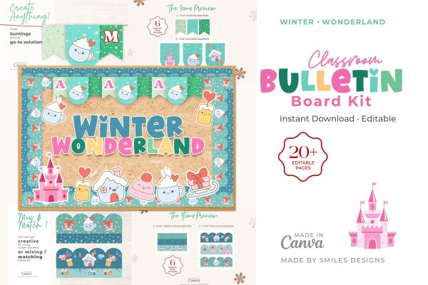 single product page design_Winter Wonderland Classroom Bulletin Board Kit - Holiday Themes V4-1
